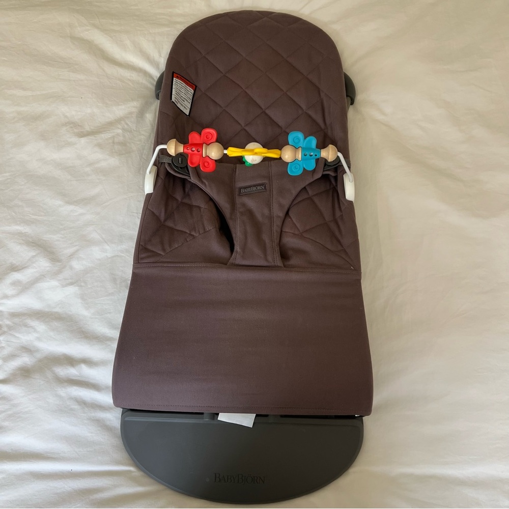 Baby Bjorn Bouncer in Deep Purple with toy bar
